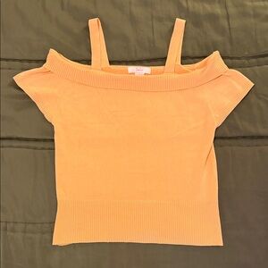 Off-Shoulder Knit Tank Top in Peach